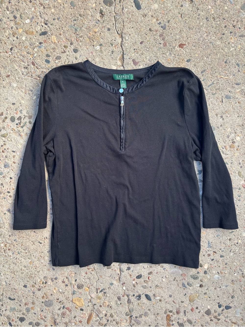 Ralph Lauren Black Zip-Front Long Sleeve Top